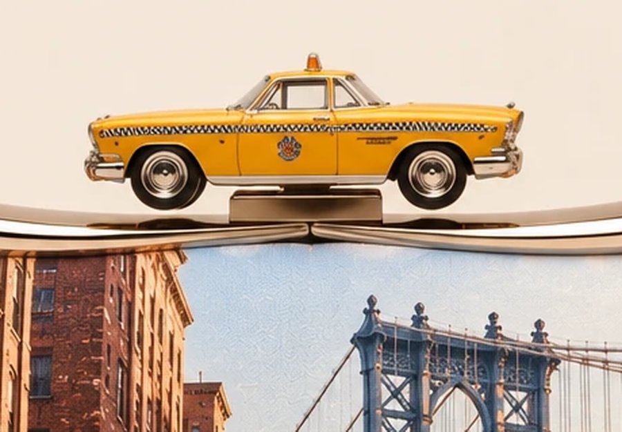 The checker cab clasp on the New York City clutch